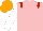 Pink, red epaulets, white sleeves, orange cap