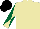 Beige, beige and dark green diabolo on sleeves, black cap