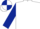 White body, dark blue arms, white cap, dark blue quartered