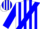 White, blue sash, blue stripes on sleeves