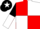 Red and White (quartered), Black and White halved sleeves, Black cap, White star