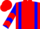 Red, blue braces with 'sj',  blue sleeves, red chevrons