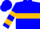 Blue,gold dimaond hoop,gold bars on sleeves,blue cap