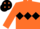 Orange, black triple diamond, black cap, orange diamonds