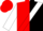 Red & black halves,white v sash front,back & sleeves