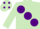 LIGHT GREEN, large purple spots, light green cap, purple spots