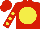Red, yellow disc, red sleeves, yellow spots