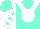 Aqua, white dot 'v', aqua dots on white sleeves, aqua cap
