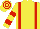 Yellow, Red braces, hooped sleeves and cap