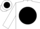 White, black ball, white logo