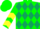 Green,dark green diamonds,yellow trim,chevrons on sleeves