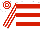 White & red hoops, striped sleeves, hooped cap