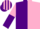 Purple & pink halved, sleeves reversed, striped cap