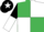 Emerald Green and White (quartered), Black and White halved sleeves, Black cap, White star