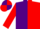 Purple & red halved, red sleeves, purple armlet, red & purple quartered cap