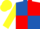 Royal blue and red (quartered), yellow sleeves and cap