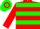Red, green hoops, yellow cap green hoop
