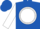 Royal blue, white ball, blue 'b', white circle on sleeves