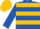 Royal blue, gold hoops, royal blue sleeves, gold cap
