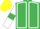 Emerald Green, White seams, White sleeves, Emerald Green armlets, Yellow cap