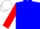 Blue body, red arms, white cap