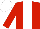 Red body, white stripe, red arms, white cap