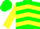 Green, yellow chevrons, green band on yellow sleeves
