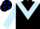 Black, light blue chevron & sleeves, black cap, blue spots