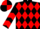 Black and red diamonds, chevrons on sleeves, red and black quartered cap