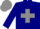 Navy blue, gray cross, gray cap