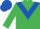 Emerald green, royal blue chevron, royal blue cap