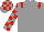 Grey, red epaulets, checked sleeves and cap