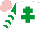 White, Emerald Green Cross of Lorraine, Emerald Green and White chevrons on sleeves, Pink cap