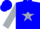 Blue, silver star, blue stars on silver sleeves, blue cap