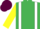 Emerald green, white braces, yellow sleeves, maroon cap