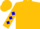 Gold, blue 'jg', blue diamonds on sleeves