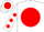 White, white 'c & b' on red ball, red dots on sleeves
