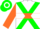 White, green cross sashes, orange hoop on sleeves