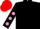 Black, Mauve spots on sleeves, red cap
