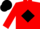 Red body, black diamond, red arms, black cap