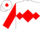 White, red diamond, white 'w', red diamond hoop on sleeves, white cap, red diamond