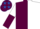 MAROON & WHITE HALVED, sleeves reversed, white cap, royal blue stars