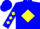 Blue, yellow diamond frame, yellow diamonds on sleeves, blue cap