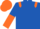 Royal blue, orange epaulets, halved sleeves, orange cap