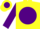 Yellow, lsu tiger on purple ball, purple bands on sleeves