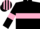 Black, Pink hoop and armlets, Pink and Black striped cap
