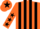 Orange and Black stripes, Orange sleeves, Black stars, Orange cap, Black star