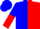 Blue and red halves, white 'rmp iii', white horseshoes