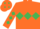 Orange, emerald green triple diamond, diamonds on sleeves and cap