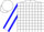 White and light blue blocks, white sleeves, blue seams, blue and white blocks on cap